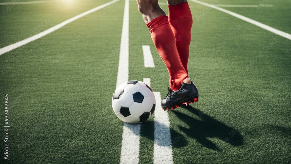 Obraz premium player kicking ball