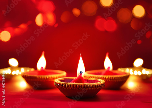 Diwali_Diya_Red Background