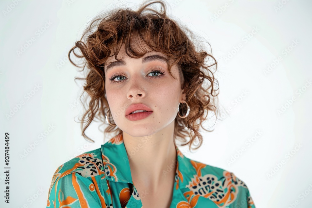 Retro fashion portrait of happy young woman. Retro fashion portrait of happy young woman.