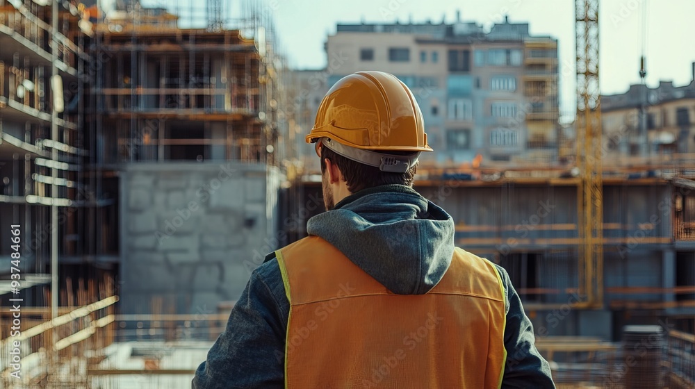 A construction worker wearing a helmet stands on a construction site, emphasizing the importance of safety in the workplace. ID_c89cc1a2-6e93-455e-abf4-2bb0c319d135 A construction worker wearing a helmet stands on a construction site, emphasizing the importance of safety in the workplace. ID_c89cc1a2-6e93-455e-abf4-2bb0c319d135