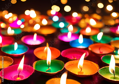 Happy Diwali_colour full Diyas_Background