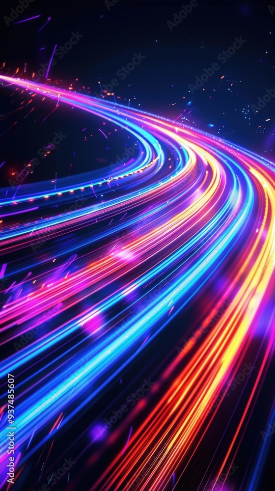 Fototapeta premium Bright, colorful light trails