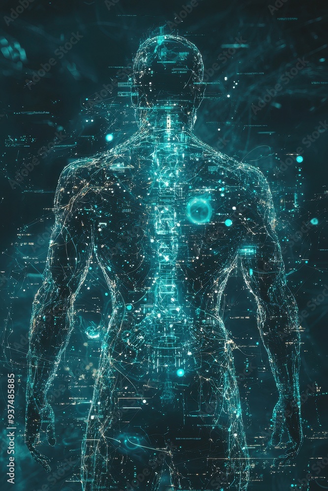 Futuristic Holographic Human Anatomy Visualization Futuristic Holographic Human Anatomy Visualization