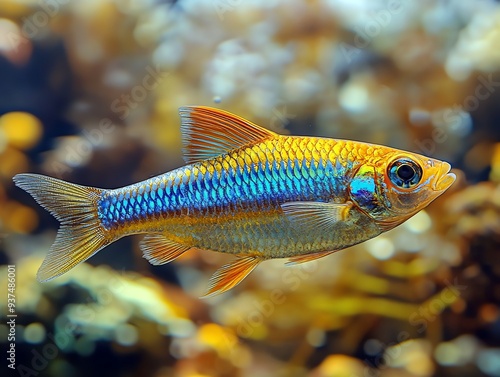 Rainbowfish displaying iridescent scales that shimmer as they move through the water, Rainbowfish, iridescent beauty