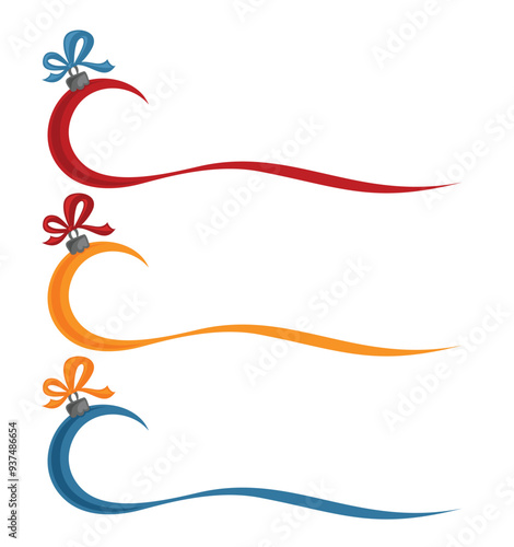 The symbols of a christmas tree toys with bow.