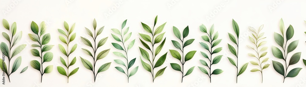 A beautiful arrangement of green leaves in varying shades, creating a fresh and natural aesthetic for design and decoration. A beautiful arrangement of green leaves in varying shades, creating a fresh and natural aesthetic for design and decoration.
