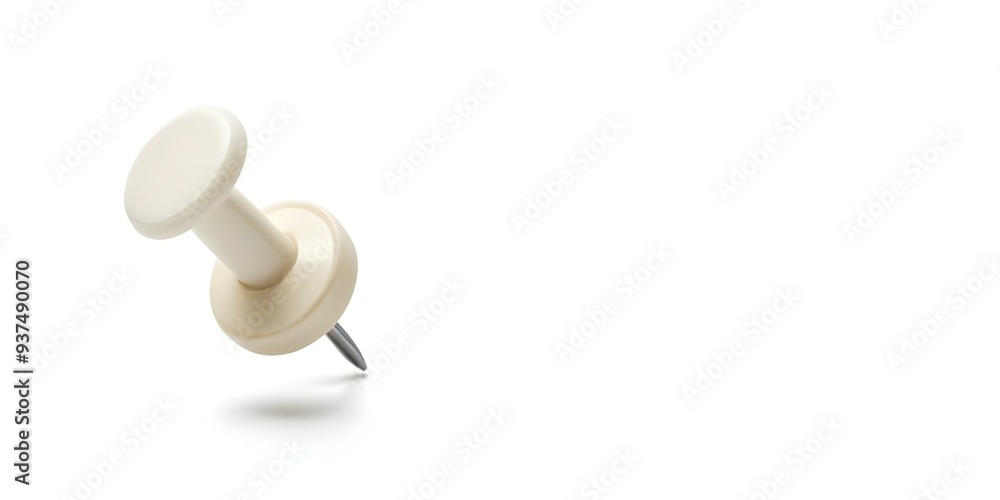 A white pushpin drawing pin isolated on a white background A white pushpin drawing pin isolated on a white background