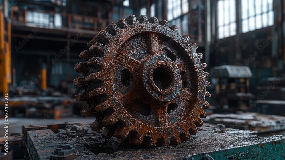 Rusted Cogwheel in an Abandoned Industrial Setting Rusted Cogwheel in an Abandoned Industrial Setting