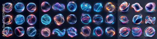 Abstract Neon Bubble Energy Icon Shape Pack