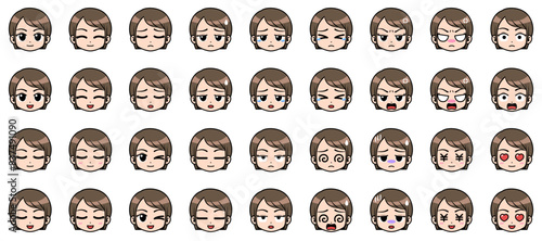 女性の顔アイコンセット