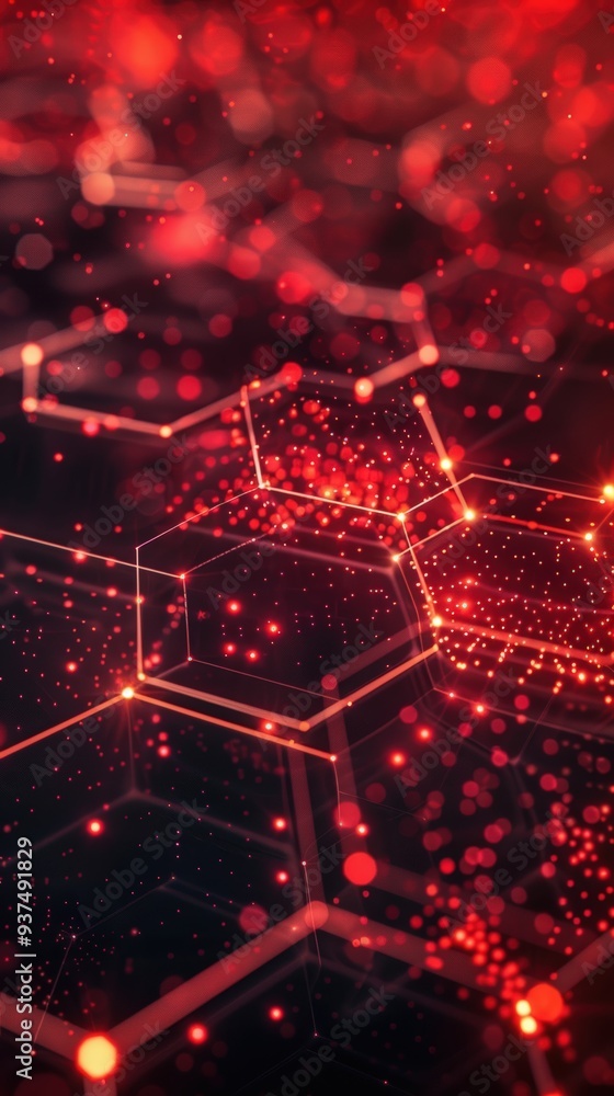 Red glowing hexagon pattern Red glowing hexagon pattern