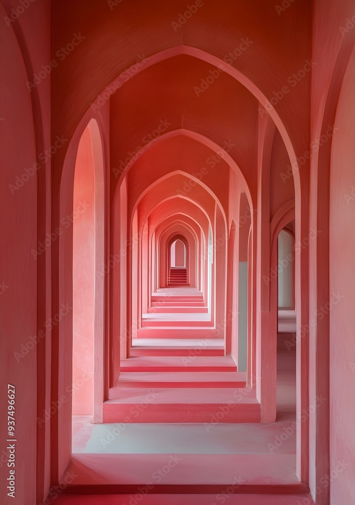 Pink Arches Hallway Architecture Design Pink Arches Hallway Architecture Design
