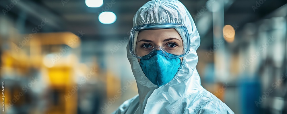 Worker in protective gear at a latex processing facility, industrial latex production, safety and precision Worker in protective gear at a latex processing facility, industrial latex production, safety and precision