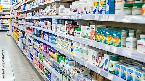 Wallpaper Mural Pharmacy Aisle With Various Medications and Products Torontodigital.ca