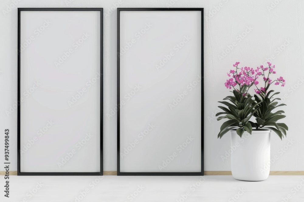 Elegant black frame mockup in a modern interior, showcasing a stylish and sophisticated design, perfect for displaying artwork or personal photos in any contemporary space. Elegant black frame mockup in a modern interior, showcasing a stylish and sophisticated design, perfect for displaying artwork or personal photos in any contemporary space.
