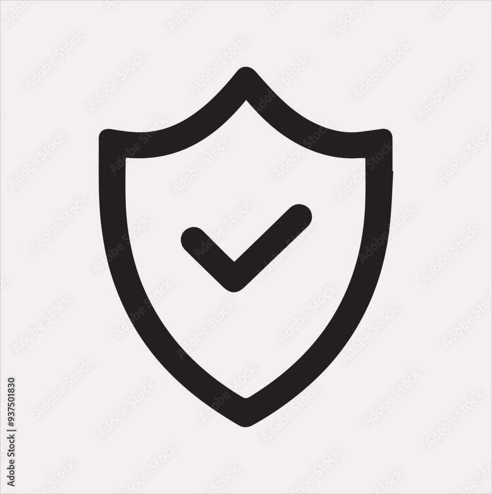 Shield line icon Vector silhouette illustration icon on a white background Shield line icon Vector silhouette illustration icon on a white background