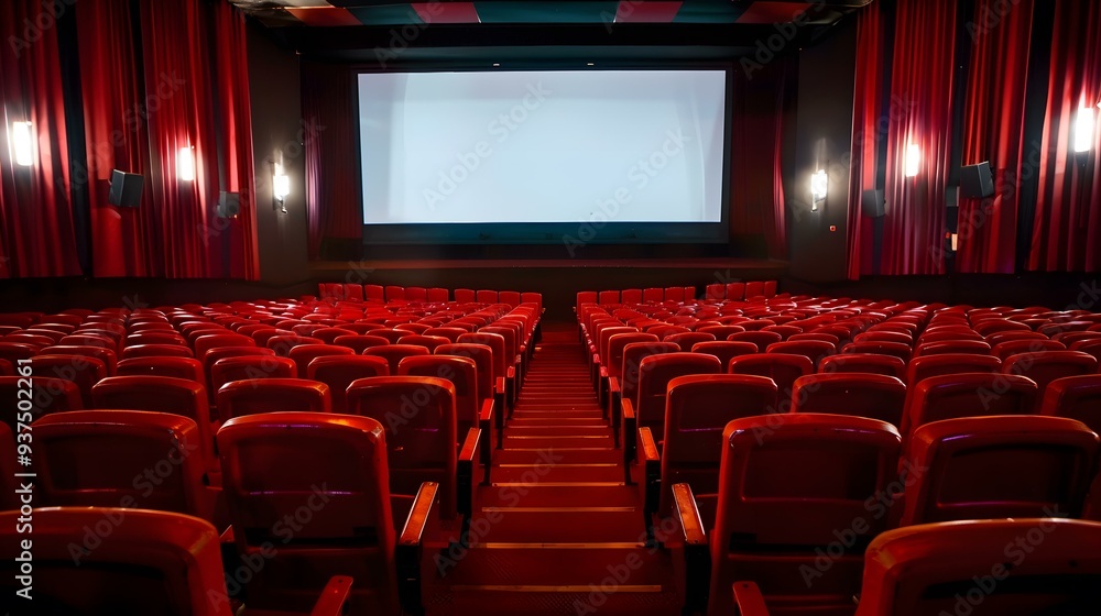 Fototapeta premium Empty Movie Theater Seats and Screen