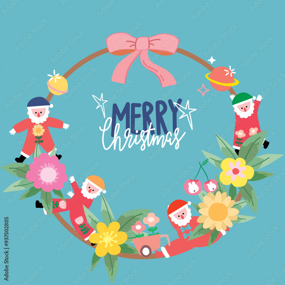 Obraz premium christmas greeting card, santa claus set, Vector of a party, set of christmas icons, christmas seamless, Set of Christmas element , cute stickers, Tattoo, 2025, happy new year