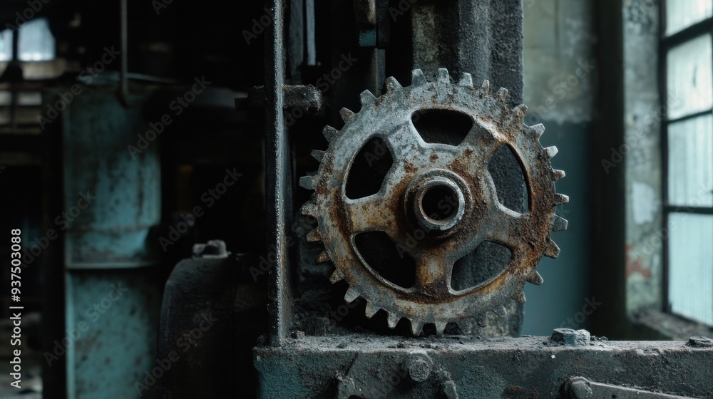 Rusty Cogwheel in an Abandoned Industrial Building Rusty Cogwheel in an Abandoned Industrial Building