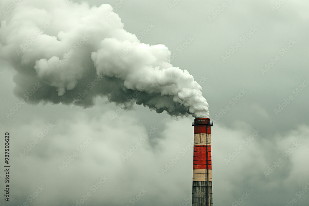 An industrial chimney against the sky emits dirty thick smoke An industrial chimney against the sky emits dirty thick smoke