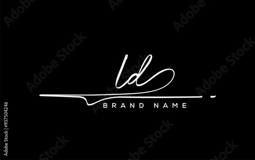 LD letter beauty handwriting vector logo.