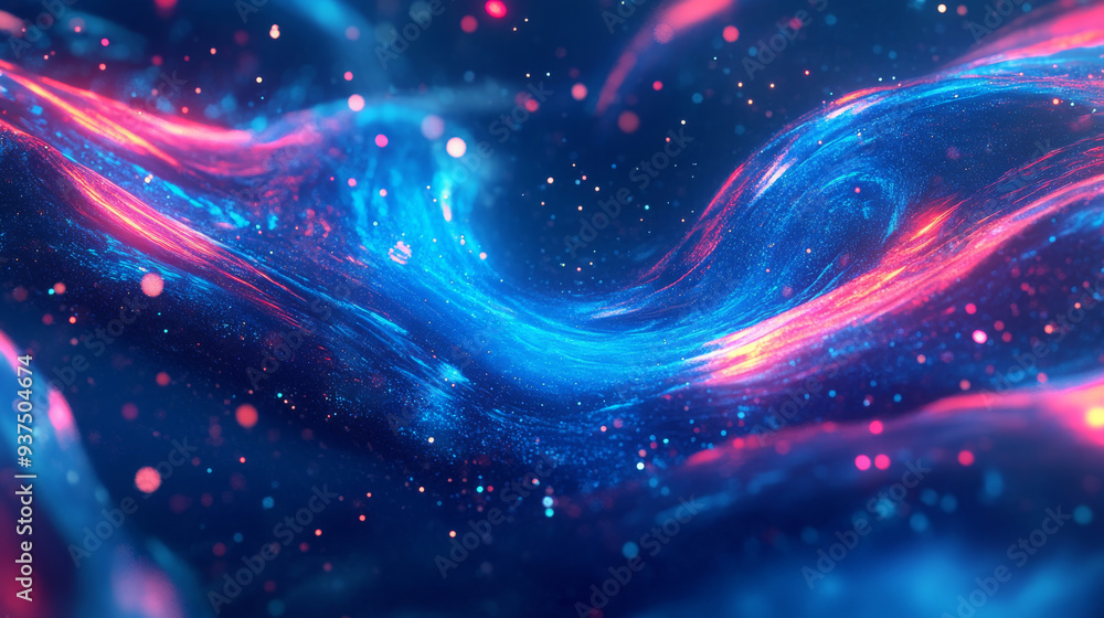A 3D render featuring swirling neon splashes in blue and pink colors, creating an abstract and vibrant visual. The glowing splashes form twisted brush strokes, giving a dynamic and futuristic. A 3D render featuring swirling neon splashes in blue and pink colors, creating an abstract and vibrant visual. The glowing splashes form twisted brush strokes, giving a dynamic and futuristic.