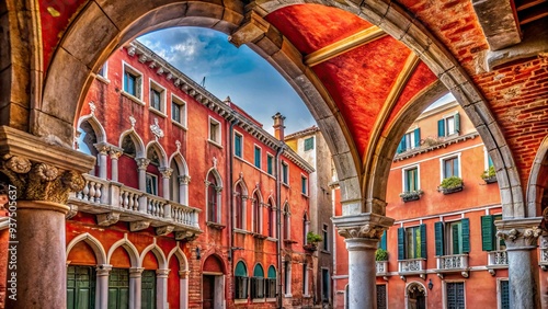 * Archways: highlighting architectural features of Venetian Red structures photo