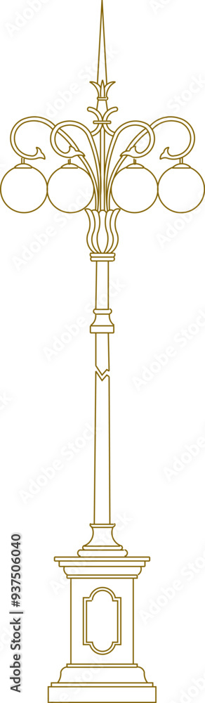 Vector sketch illustration of a garden lamp design full of classic vintage traditional ethnic carving ornaments Vector sketch illustration of a garden lamp design full of classic vintage traditional ethnic carving ornaments