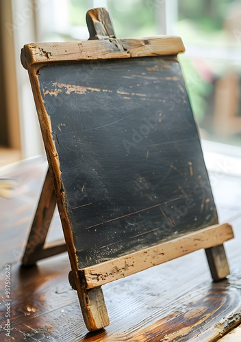 Vintage Wooden Easel with Blank Chalkboard