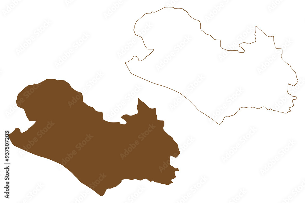 Obraz premium Lolland island (Kingdom of Denmark) map vector illustration, scribble sketch Lolland map