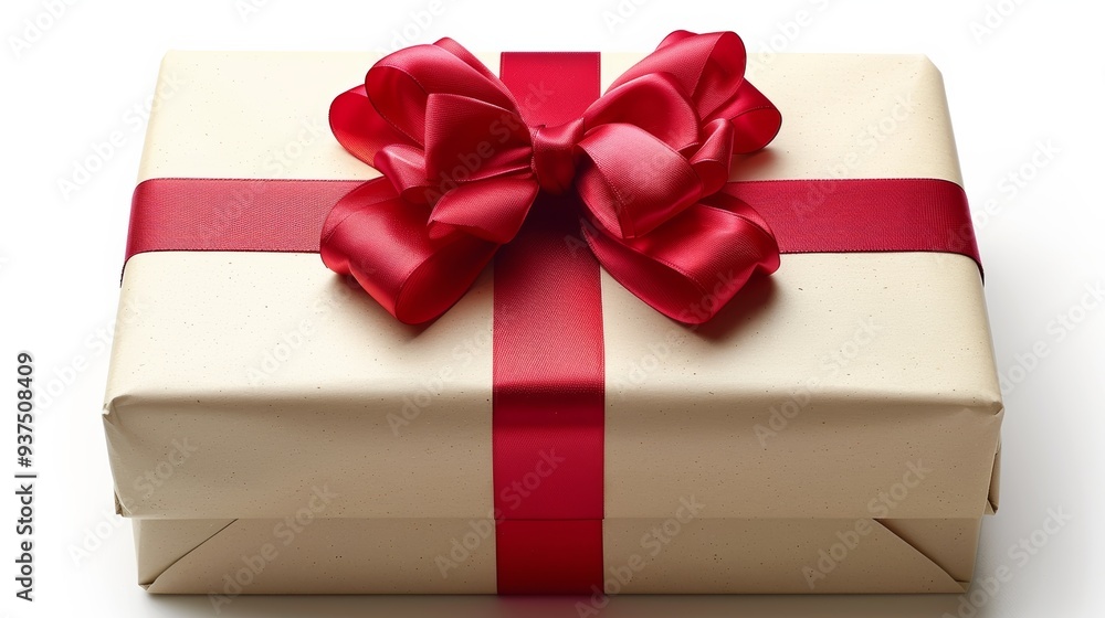 A beautifully wrapped gift box decorated with a vibrant red ribbon, resting on a clean surface, ready for a special occasion or celebration A beautifully wrapped gift box decorated with a vibrant red ribbon, resting on a clean surface, ready for a special occasion or celebration