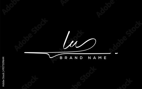LU letter beauty handwriting vector logo.
