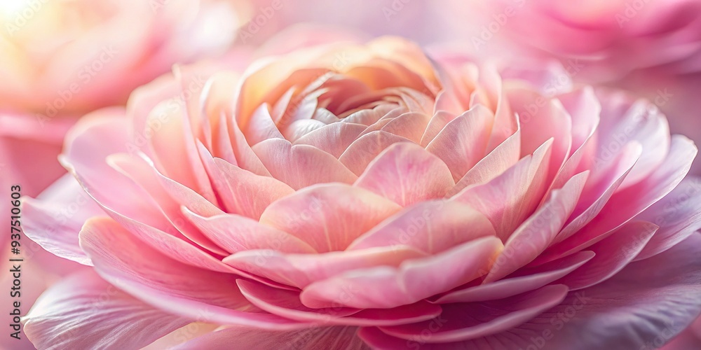 Delicate, flamingo pink flower petals unfolding, like delicate silk, against a soft, blurred background, evoking feelings of softness, femininity, and romance, in a dreamy, ethereal, macro shot. Delicate, flamingo pink flower petals unfolding, like delicate silk, against a soft, blurred background, evoking feelings of softness, femininity, and romance, in a dreamy, ethereal, macro shot.