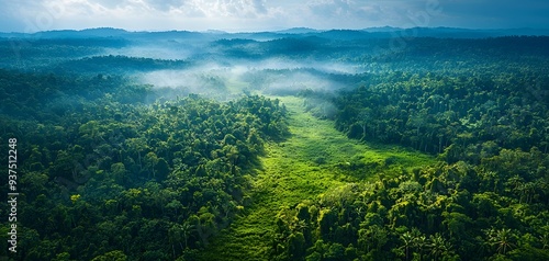 Explore the Enchanting Lushness of a Diverse Ecosystem Seen from Above in a Mesmerizing Aerial View