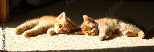 Kittens Relaxing in a Warm Sunbeam