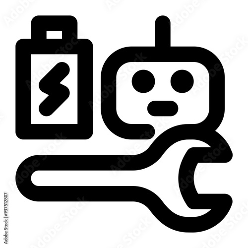 robot kit, robotics, robot, repair, maintenance, assembly, battery outline icon