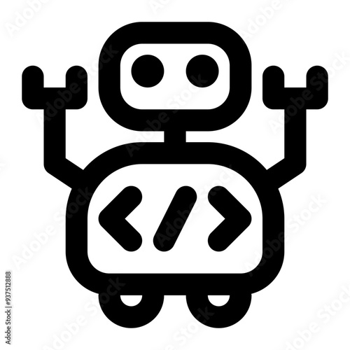 robot software, robotic, robot, programming, coding, process automation, rpa outline icon