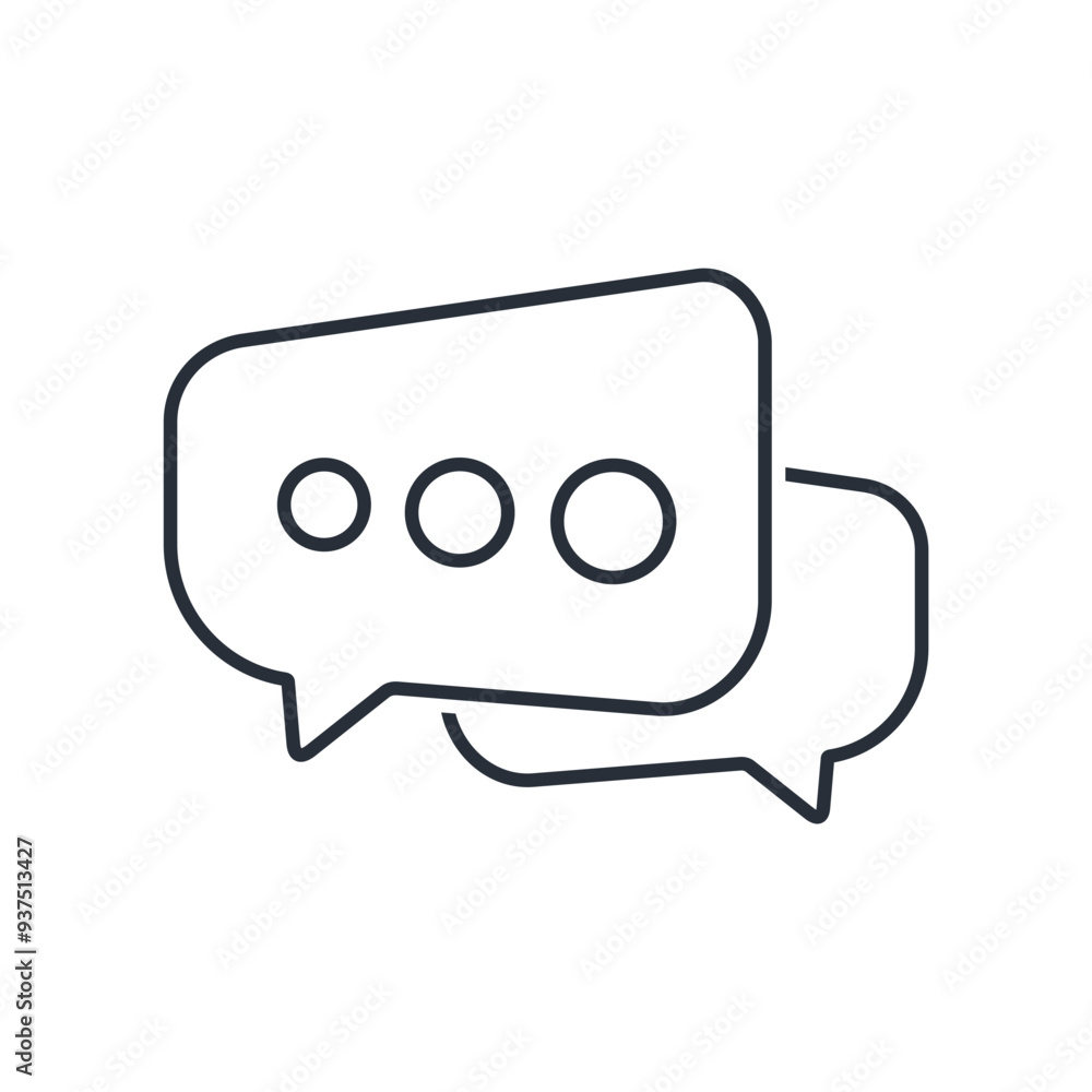 Chat message in speech bubble. Vector linear icon isolated on white background. Chat message in speech bubble. Vector linear icon isolated on white background.