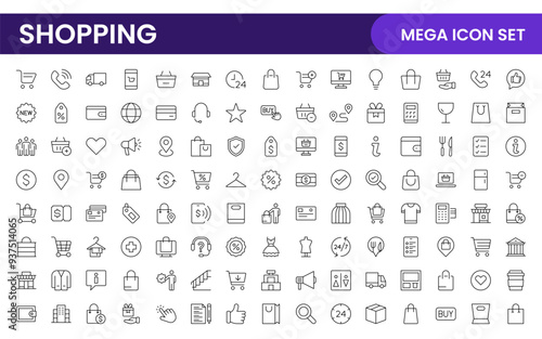 Set of shopping cart icons. Collection of web icons for online store, from various cart icons in various shapes. Shopping outline icon set.