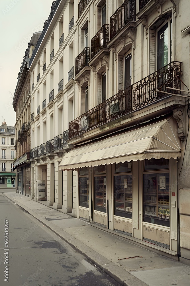 Old Parisian Building with an Awning Old Parisian Building with an Awning