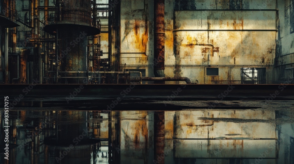 Reflection of an Industrial Building in a Puddle of Water Reflection of an Industrial Building in a Puddle of Water