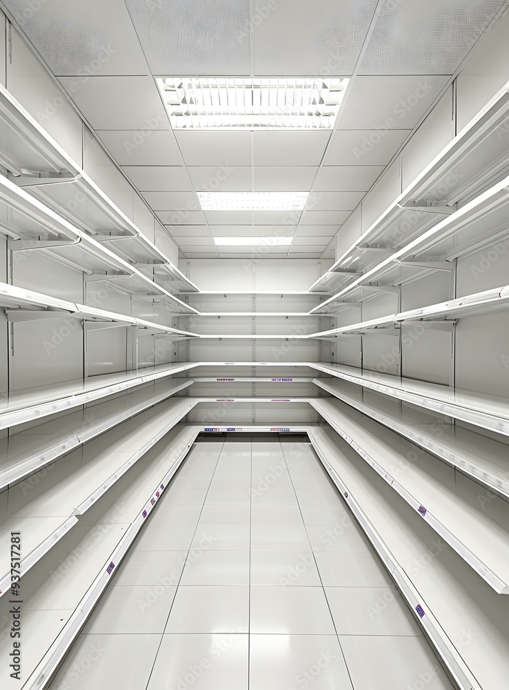 Empty White Shelving In A Store Room Empty White Shelving In A Store Room