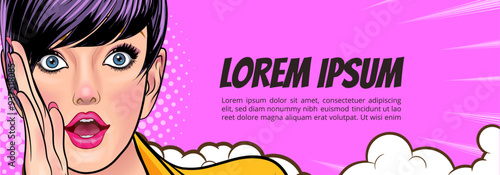 woman talking whispering gossip secret retro pop art comic vintage