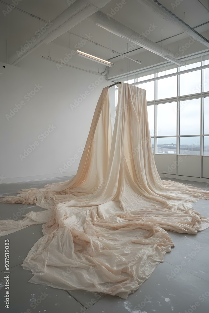 Abstract Fabric Installation in a White Room Abstract Fabric Installation in a White Room