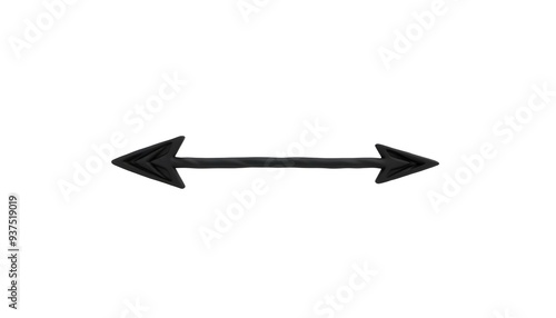 A black arrow drawing isolated on a white background