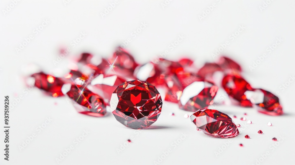 A cluster of ruby gemstones, sparkling like miniature stars, arranged in a constellation A cluster of ruby gemstones, sparkling like miniature stars, arranged in a constellation