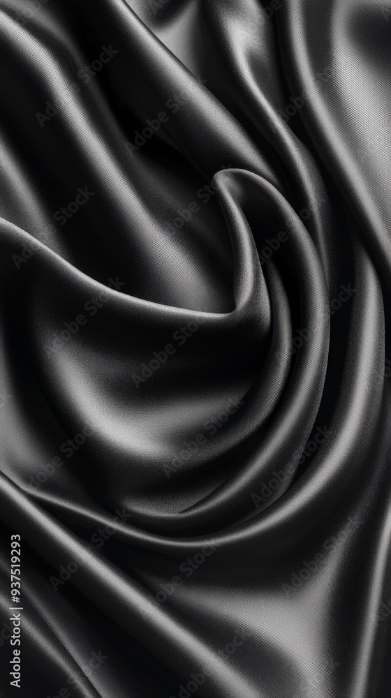 Fototapeta premium Luxurious Black Fabric Texture with Elegant Folds
