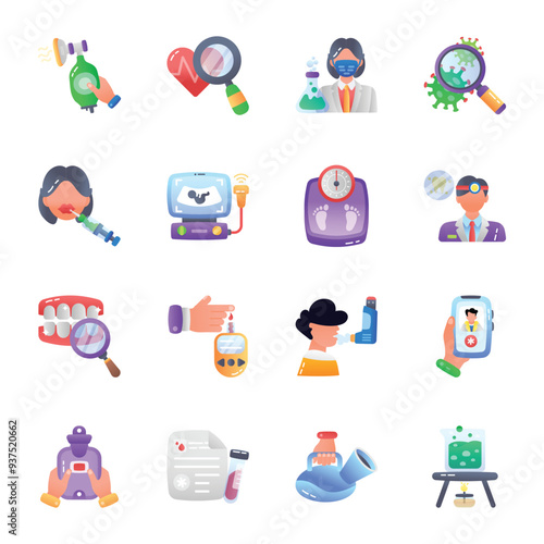 Latest Laboratory and Healthcare Flat Icons  

