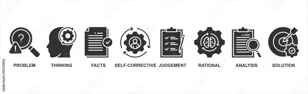 Critical Thinking Banner web icon: Vector Icon Illustration Concept for Analyzing Fact Critical Thinking Banner web icon: Vector Icon Illustration Concept for Analyzing Fact