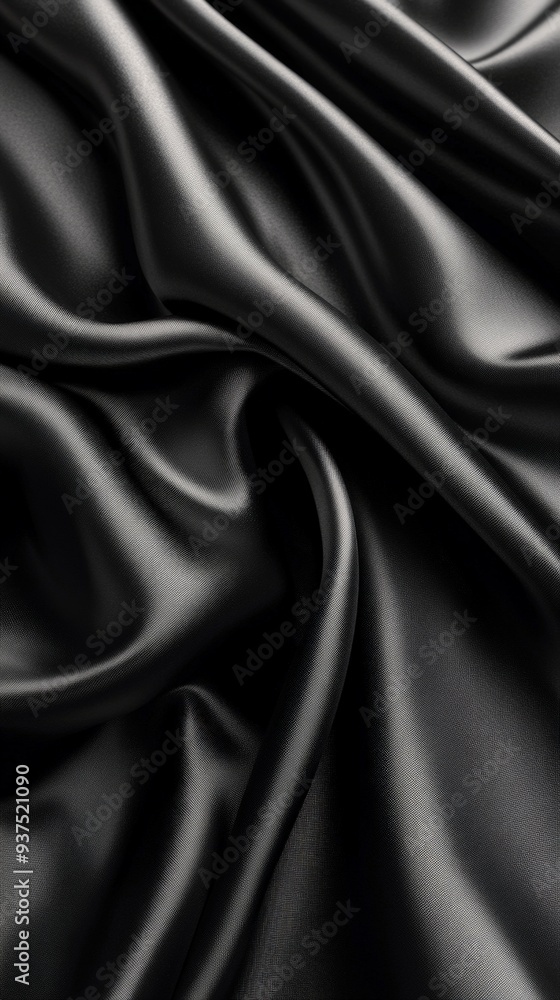 Fototapeta premium Luxurious Black Fabric Texture with Elegant Folds